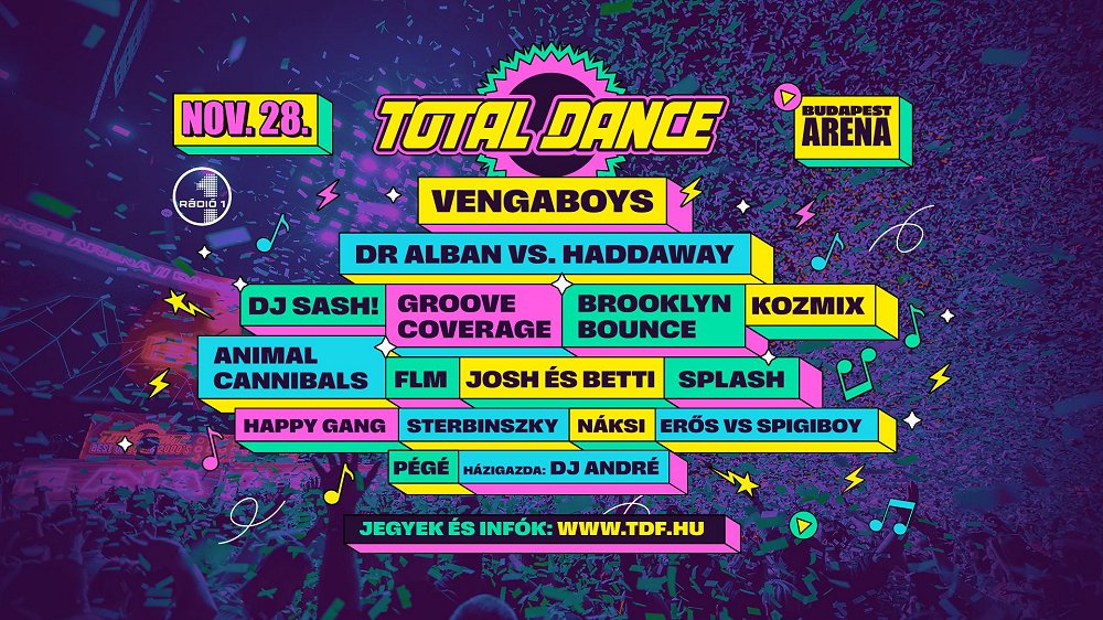 Total Dance Aréna 2026 – a ’90-es és 2000-es évek legnagyobb dance slágerei töltik meg a Budapest Arénát